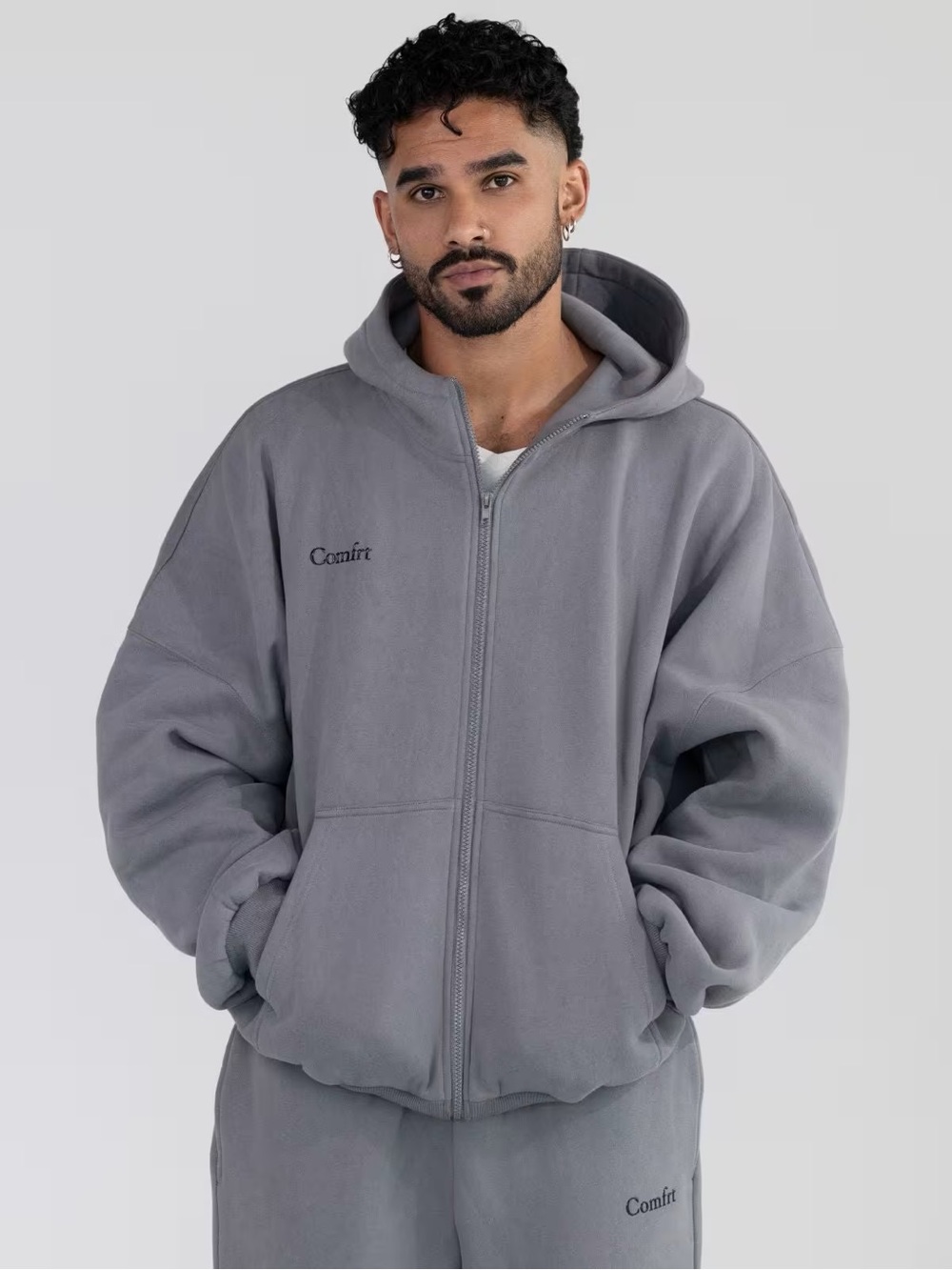 Comfit wolf Gray Full-Zip Hoodie